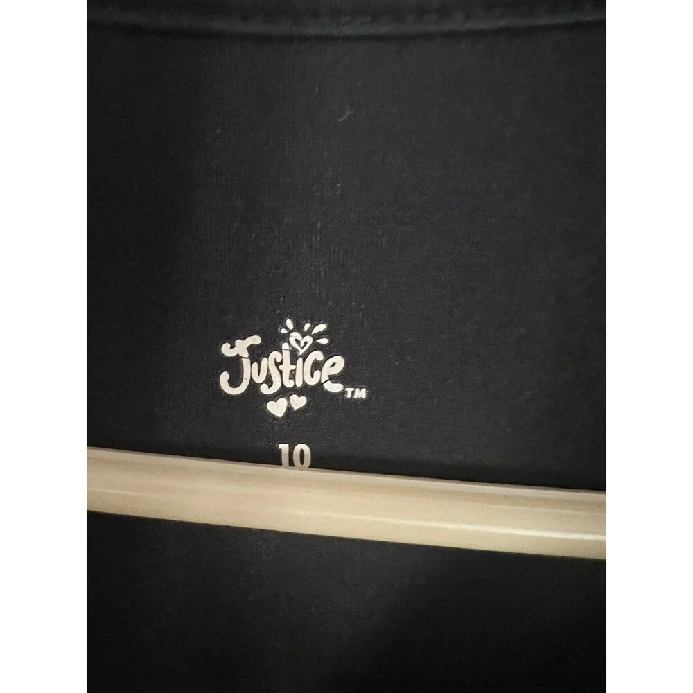 Justice Girls Size 10 1/4 Zip Athletic Pullover Black Multicolored Stripe Active